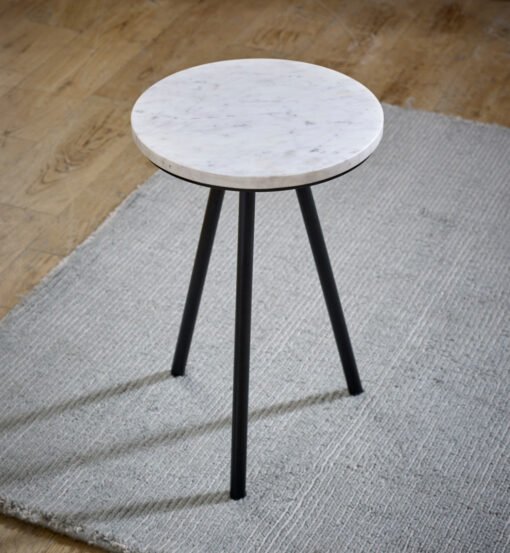 Opal Side Table with White Marble Top and Metal Legs - Image 7