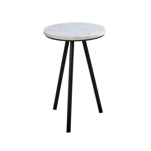 Opal Side Table with White Marble Top and Metal Legs - Image 6