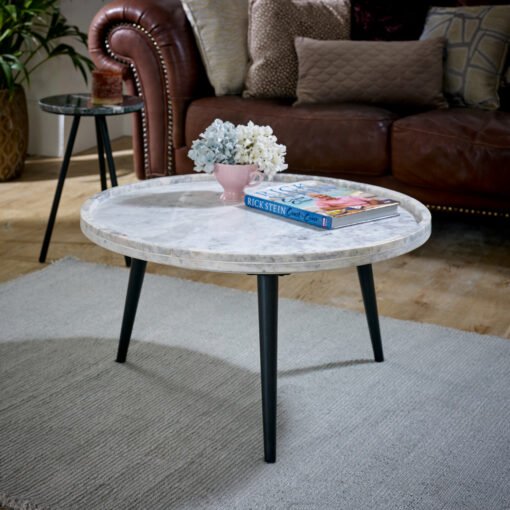 Opal Coffee Table with Marble Top and Metal Legs - Image 2