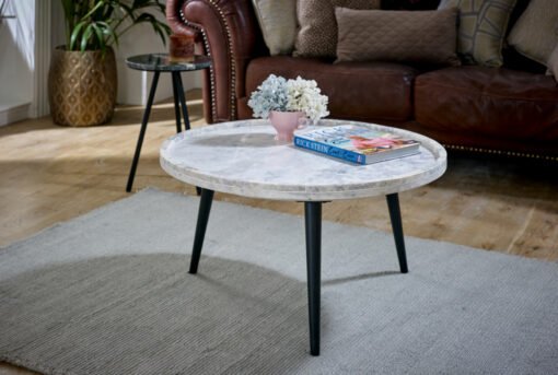 Opal Coffee Table with Marble Top and Metal Legs - Image 3