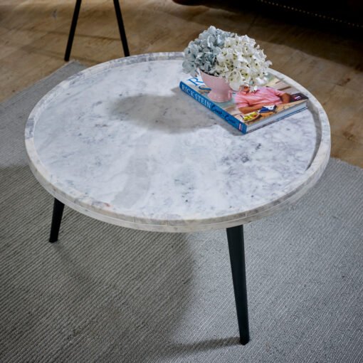Opal Coffee Table with Marble Top and Metal Legs - Image 7