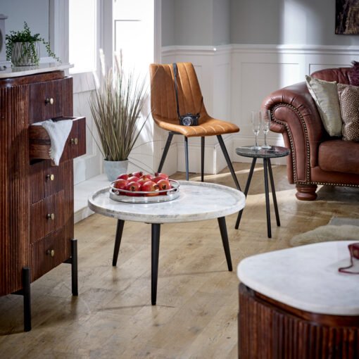 Opal Coffee Table with Marble Top and Metal Legs - Image 4