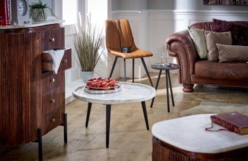 Opal Coffee Table with Marble Top and Metal Legs - Image 5