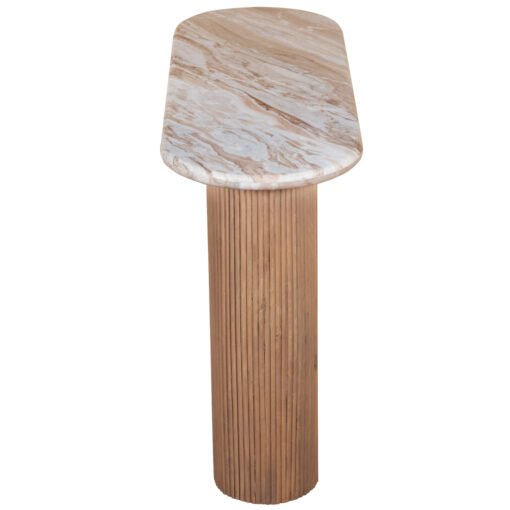 Ashford Natural Marble & Wood Pedestal Console Table - Image 4
