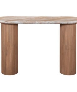 Alternative view of Ashford Natural Marble & Wood Pedestal Console Table