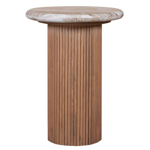 Ashford Natural Marble & Wood Pedestal Side Table - Image 3