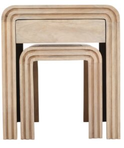 Alternative view of Hudson Carved Mango Wood Nest of 2 Tables with Drawer