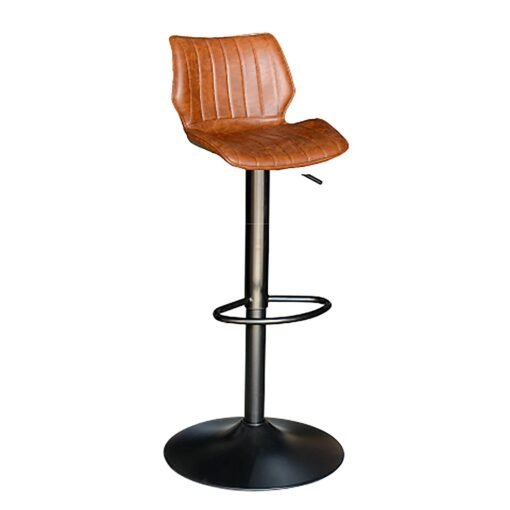 Manhattan Gas Lift Bar Stool in Tan Vegan Leather (Set of 2)