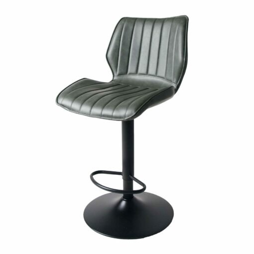 Manhattan Gas Lift Bar Stool in Grey Vegan Leather (Set of 2) - Image 7