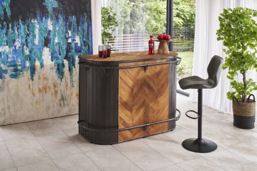 Manhattan Gas Lift Bar Stool in Forest Green Vegan Leather (Set of 2) - Image 4