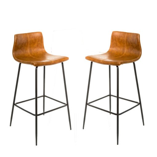 Boston Barstool in Tan Vegan Leather (Set of 2)