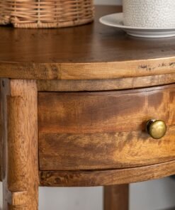 Lincoln Wood & Rattan Round Side Table