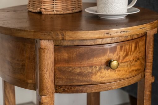 Lincoln Wood & Rattan Round Side Table