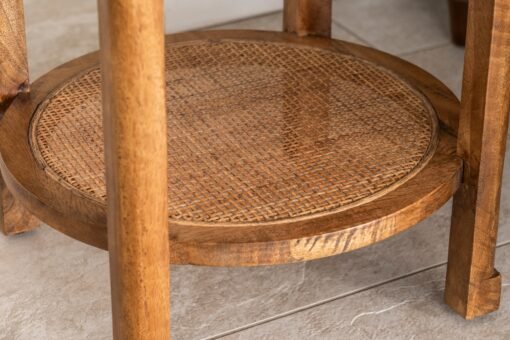 Lincoln Wood & Rattan Round Side Table - Image 3