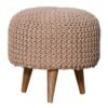 Natural Cotton Chunky Knit Round Stool
