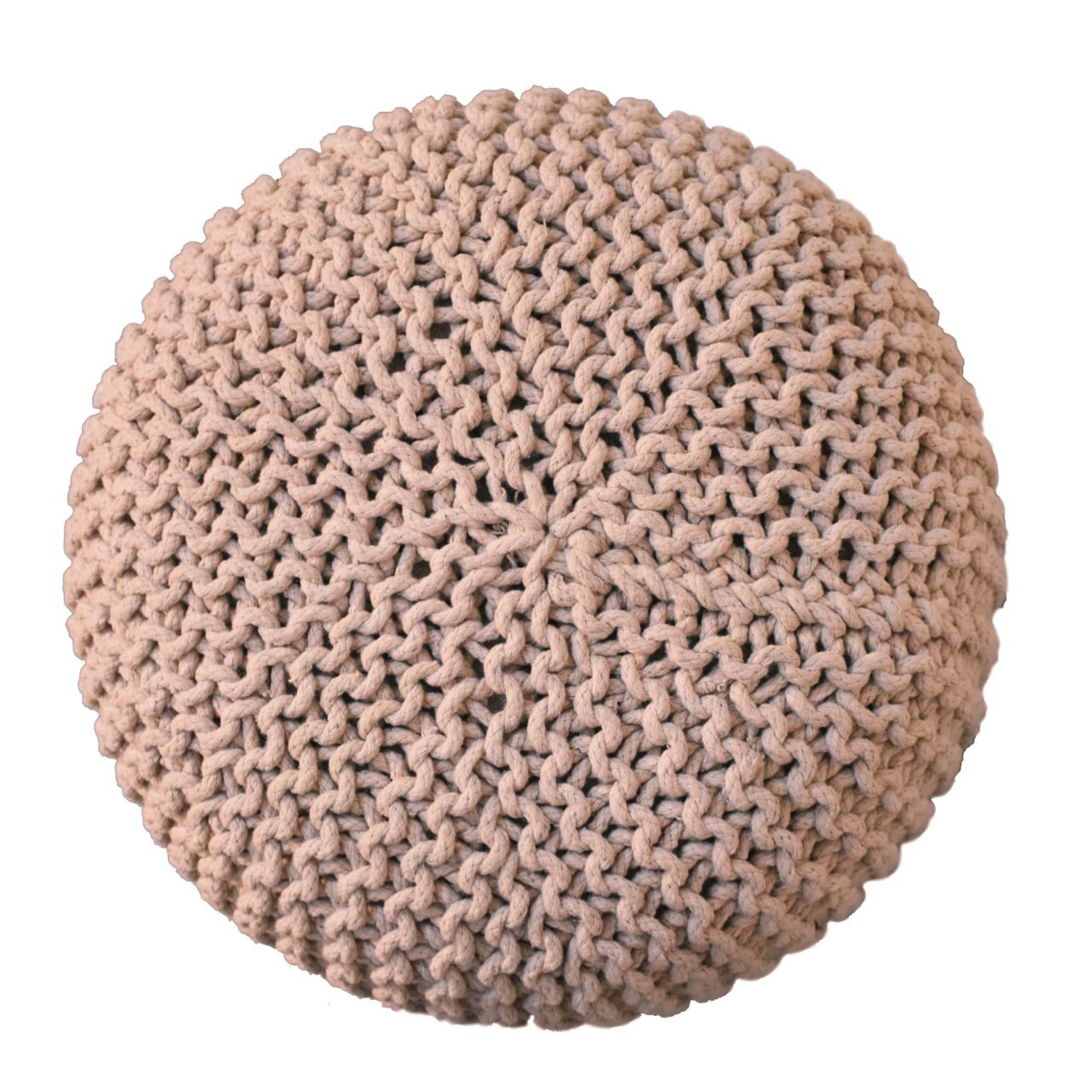 Natural Cotton Chunky Knit Round Stool - Image 3