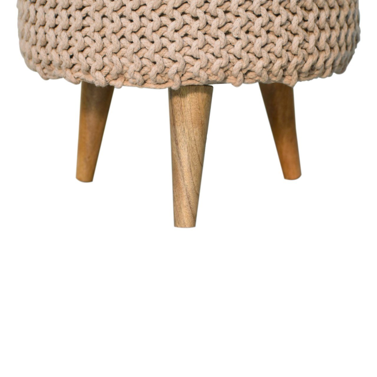 Natural Cotton Chunky Knit Round Stool - Image 6