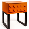 Orange Block Solid Wood Single Drawer Side Table