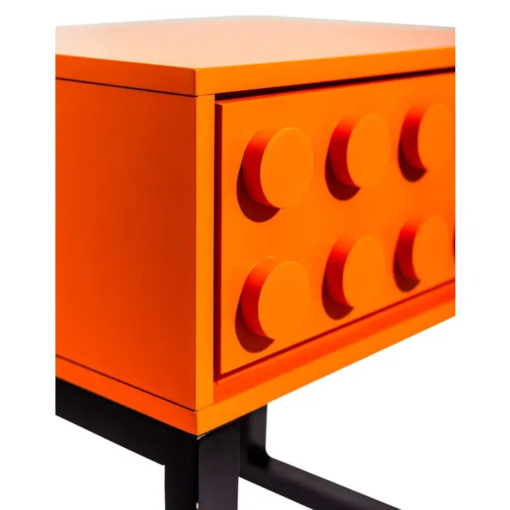 Orange Block Solid Wood Single Drawer Side Table - Image 2