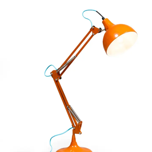 Traditional Anglepoise Style Desk Lamp in Orange (Blue Flex)