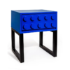 Blue Block Solid Wood Single Drawer Side Table