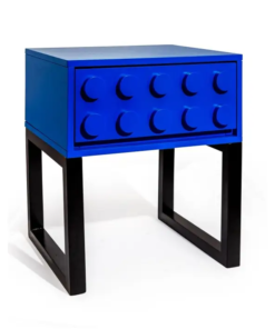 Blue Block Solid Wood Single Drawer Side Table