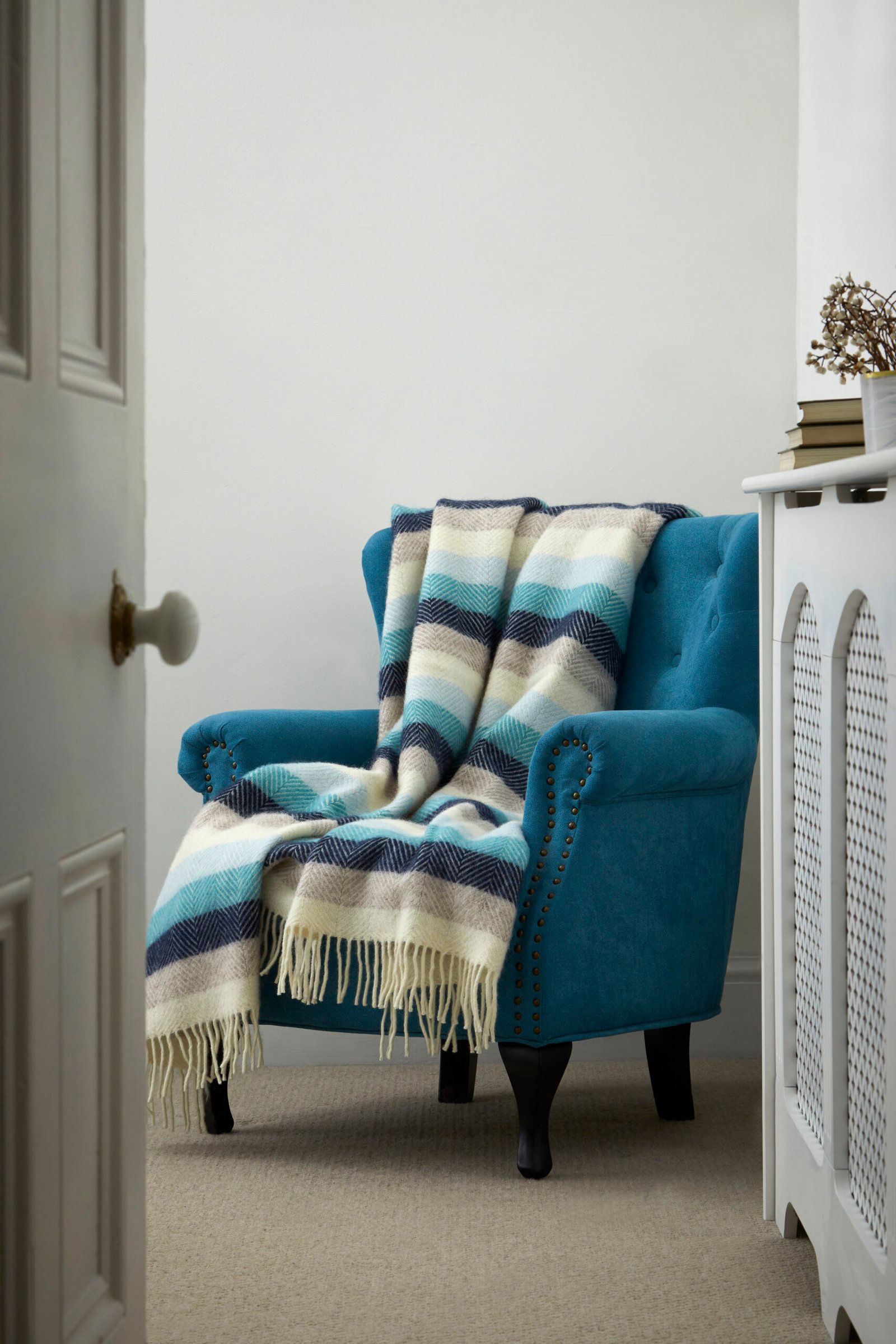 Stripe Seashore Pure New Wool Throw (150cm x 183cm) - Image 8