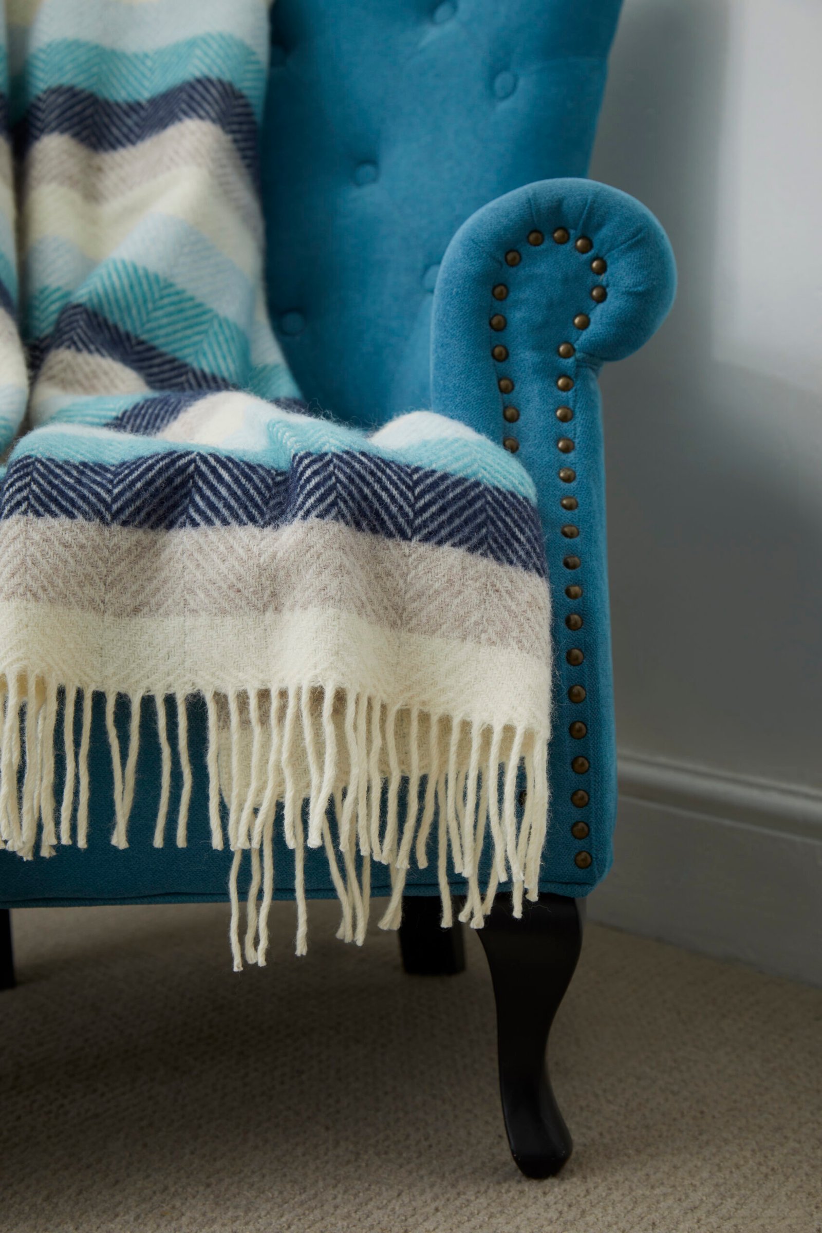 Stripe Seashore Pure New Wool Throw (150cm x 183cm) - Image 11