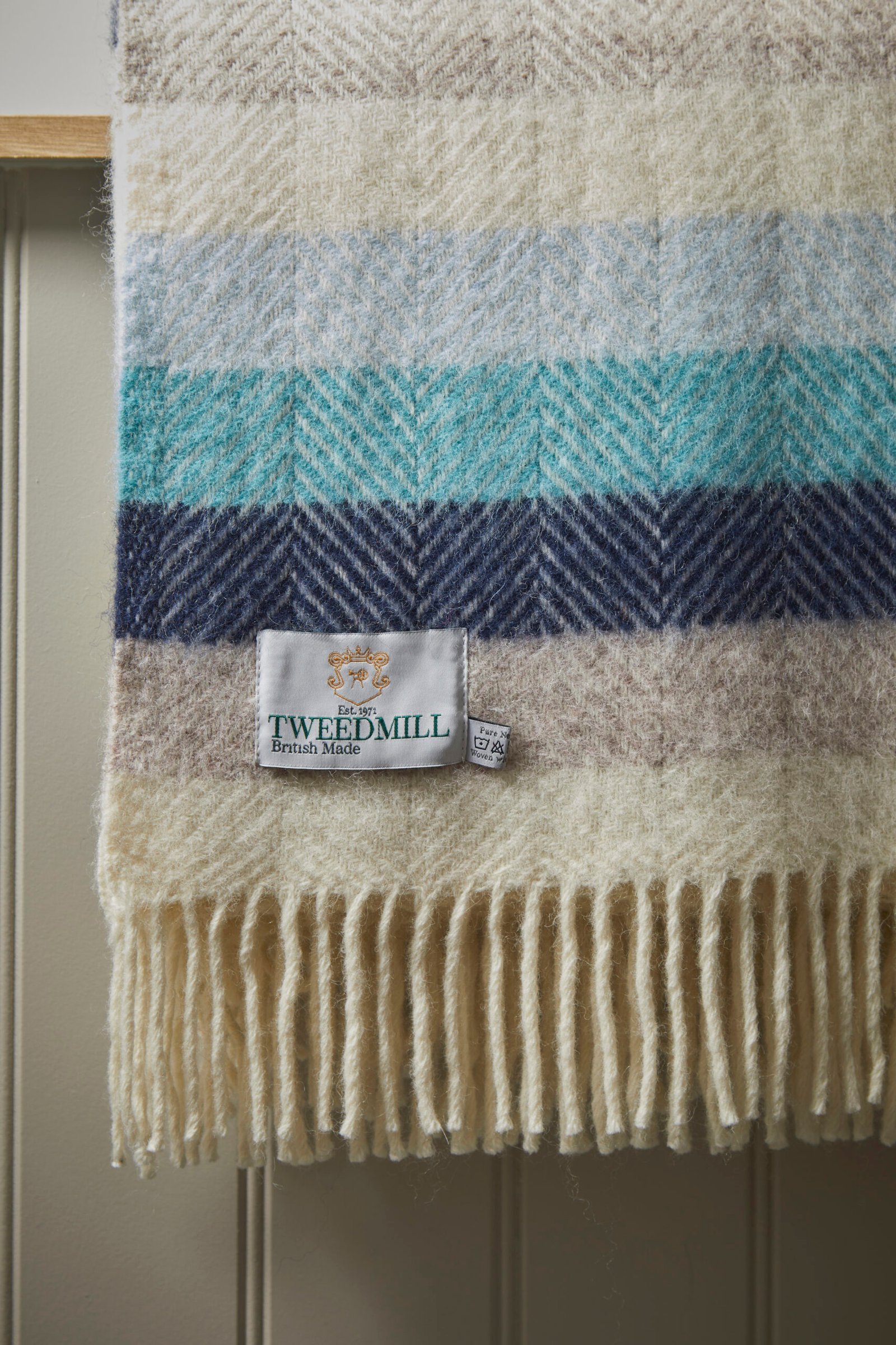 Stripe Seashore Pure New Wool Throw (150cm x 183cm) - Image 2