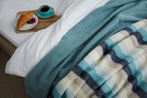 Spearmint & Grey Beehive Extra Large Pure New Wool Throw (140cm x 240cm) - Image 5