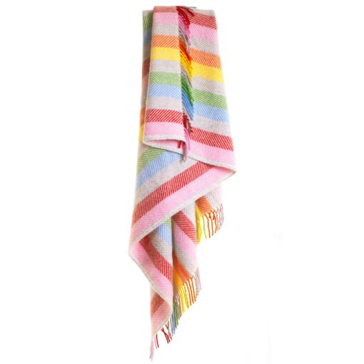 Stripe Rainbow Grey Pure New Wool Throw (150cm x 183cm) - Image 11