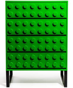 Green Block Solid Wood 4 Drawer Chest