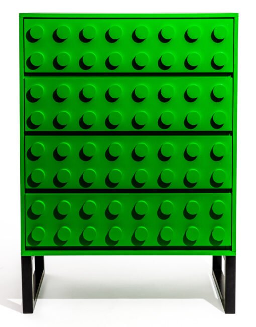 Green Block Solid Wood 4 Drawer Chest