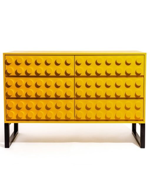 Yellow Block Solid Wood 6 Drawer Sideboard