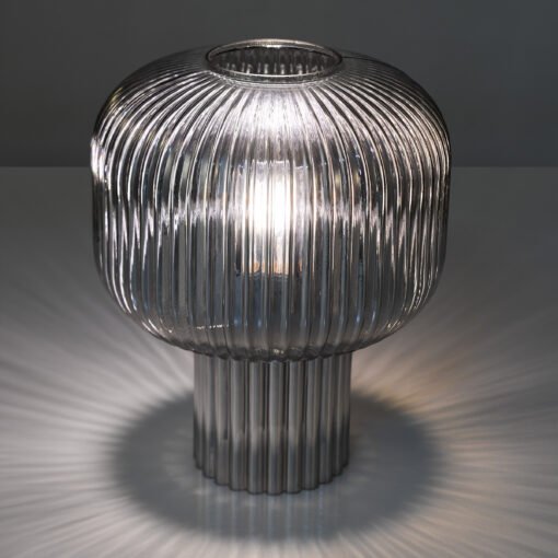 Demarius Table Lamp in Smoked Ribbed Glass