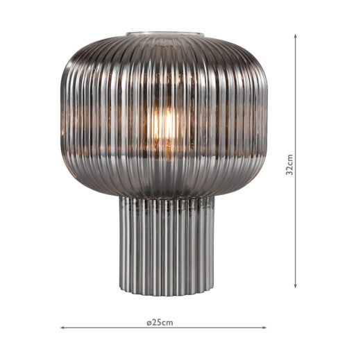 Demarius Table Lamp in Smoked Ribbed Glass - Image 6