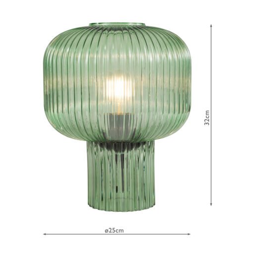 Demarius Table Lamp in Green Ribbed Glass - Image 6