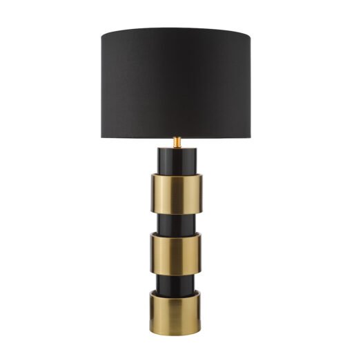 Elwyn Table Lamp Satin Gold and Satin Black with Shade - Image 3