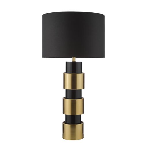 Elwyn Table Lamp Satin Gold and Satin Black with Shade - Image 2
