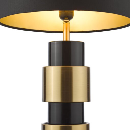 Elwyn Table Lamp Satin Gold and Satin Black with Shade - Image 4