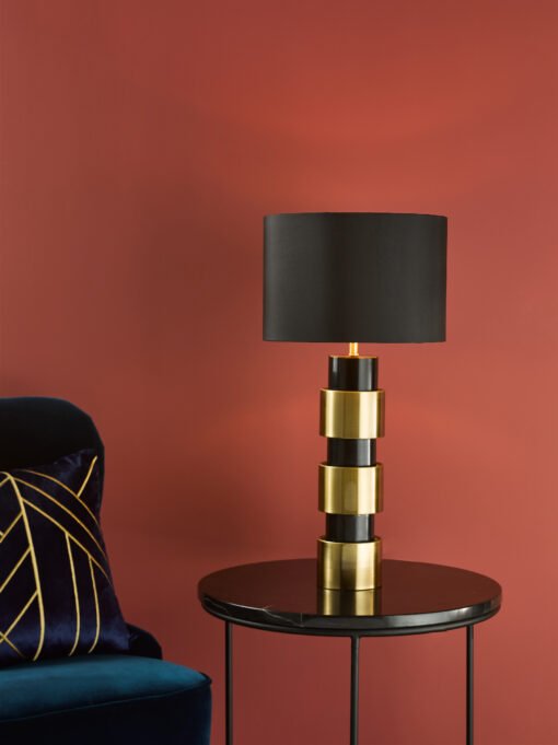 Elwyn Table Lamp Satin Gold and Satin Black with Shade