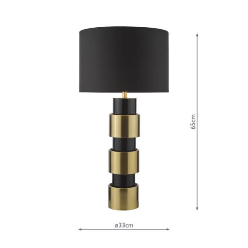 Elwyn Table Lamp Satin Gold and Satin Black with Shade - Image 6