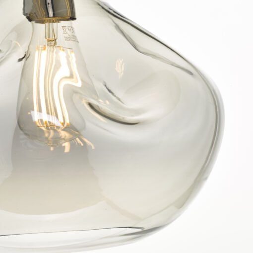 Esarosa Table Lamp Smoked Glass with White Linen Shade - Image 5