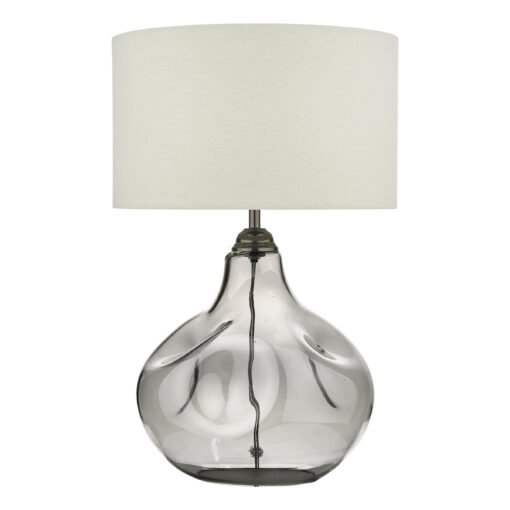 Esarosa Table Lamp Smoked Glass with White Linen Shade - Image 6