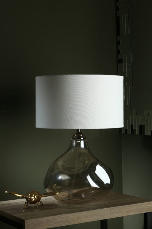 Esarosa Table Lamp Smoked Glass with White Linen Shade - Image 3