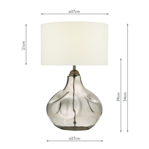 Esarosa Table Lamp Smoked Glass with White Linen Shade - Image 7