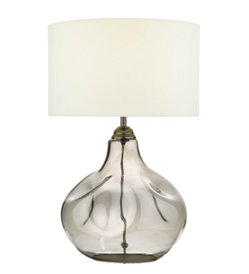 Esarosa Table Lamp Smoked Glass with White Linen Shade - Image 4