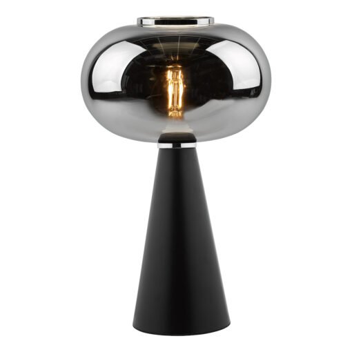 Jensen Table Lamp in Smoked Glass and Satin Black - Image 4