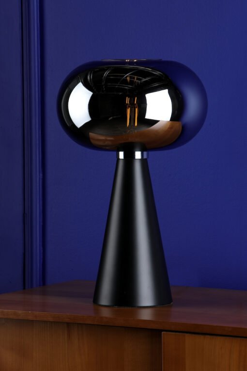 Jensen Table Lamp in Smoked Glass and Satin Black - Image 3