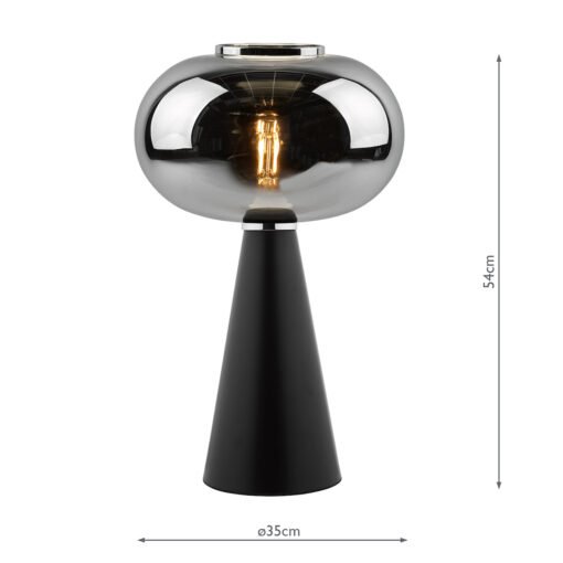 Jensen Table Lamp in Smoked Glass and Satin Black - Image 7